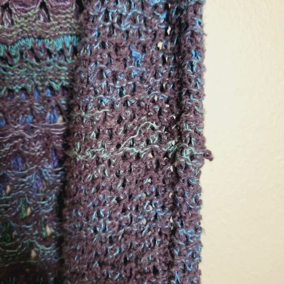 Free People Whimsigoth Y2K Long Fairy Grunge Crochet Sweater Boho Purple Blue Gr - Picture 9 of 9